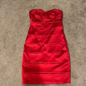 Womens red satin dress